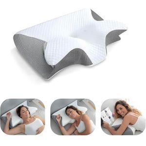 Oreiller Ergonomique Mémoire De Forme Gris Anti-ronflement - Confort Nuit