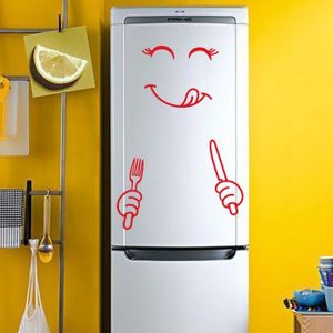 Autocollant Mignon Frigo Heureux D/élicieux Visage Cuisine R/éfrig/érateur Wall Stickers Art