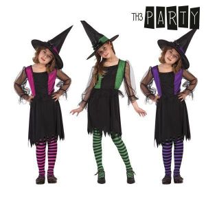Filles Fluo Costume de sorcière enfant Effrayant Sorcière Halloween Fancy Dress Costume /& Chapeau