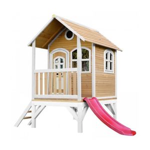 MAISONNETTE EXTÉRIEURE Maisonnette en bois pour enfants avec toboggan rouge - AXI Tom