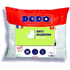 Dodo - Lot de 2 oreillers DODO anti allergies - 65x65 cm - ACTI PLUS II -  Coussin de chaise - Rue du Commerce