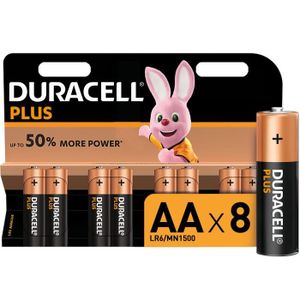PILES Duracell Plus, lot de 8 piles alcalines type AA 1,5 Volts, LR06