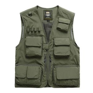 Gilet De Pêche Utilitaire Beige Homme – Taille 44 Poitrine, Multiples Poches