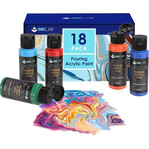 PEINTURE ACRYLIQUE INK LAB Peinture Pouring Acrylique 18 Couleurs Kit