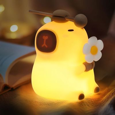 Veilleuse Enfant Capybara - Silicone Doux - LED Rechargeable - Minuterie 20min - 2 Luminosités