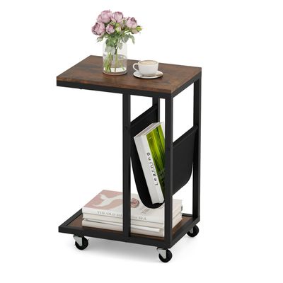 Table D'Appoint Réglable En Hauteur Avec Roulettes - Table Ordinateur Portable 48x30cm SogesHome