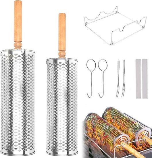 Paniers à Griller Foyucool - 2 Paniers Enroulables Acier Inoxydable + Accessoires - Barbecue & Camping