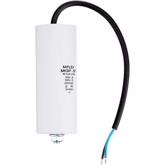 Condensatore Permanente 32 µF 40 mm x 93 mm Fondo Piatto Made in Italy
