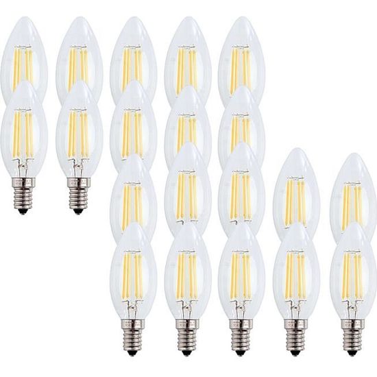 20X E14 Forme Bougie LED 4W Filament Ampoule LED Lampe Blanc Chaud 2700k Flame Tip Bright Lampe 400LM Pas dimmable AC220-240V