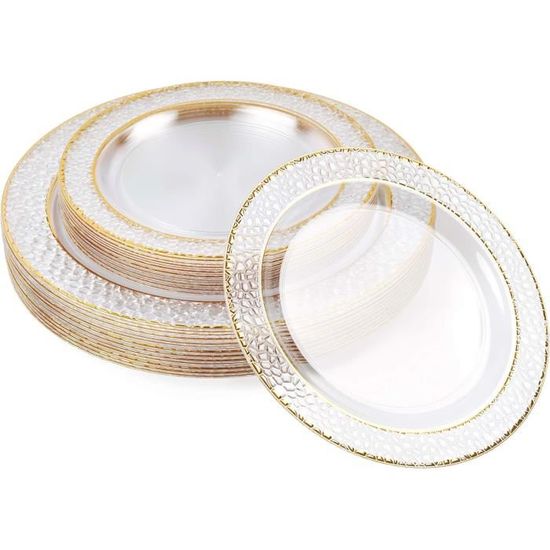 MATANA 20 Assiettes Transparentes en Plastique Dur pour Anniversaires
