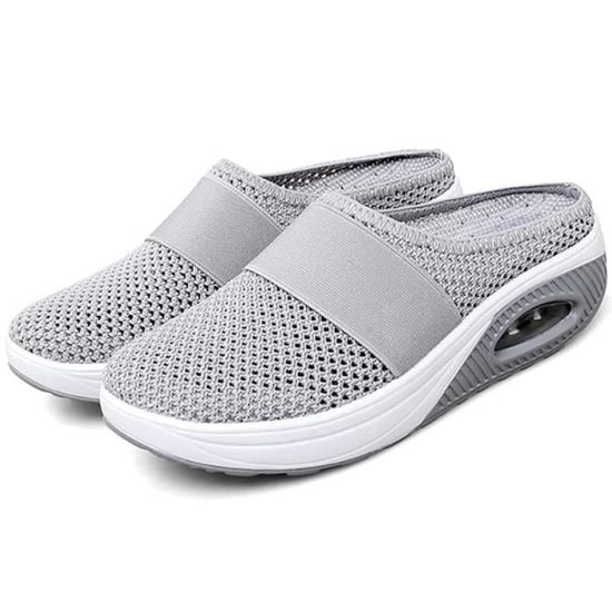Chaussures Orthopédiques Femme Mules à Enfiler - Coussin D'air, Soutien Voûte Plantaire - Pour Diabétiques, Marche Confortable