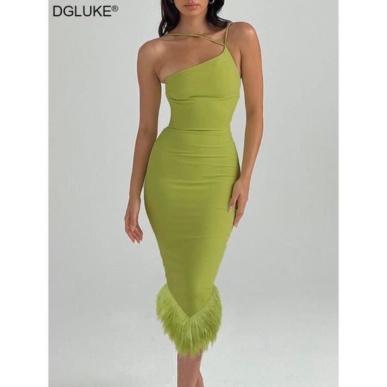 Robe,Robe de soir?�e mi-longue noire, tenue de soir?�e ?�l?�gante, asym?�trique ?�paule d?�nud?�e, avec 