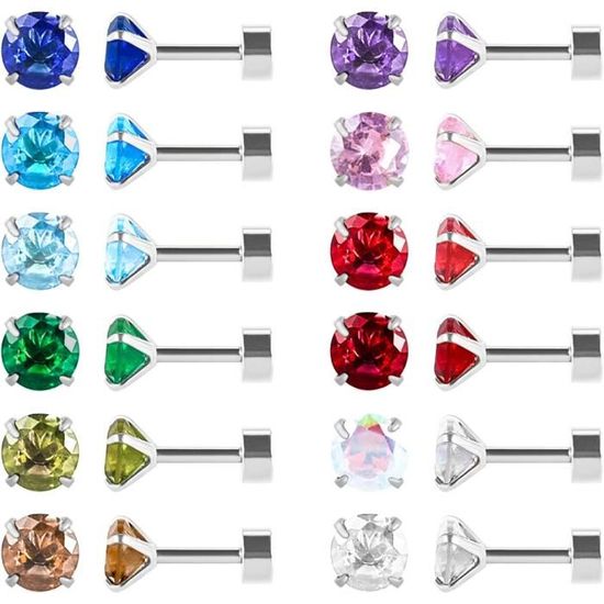Style 41 - 1 paire - Boucles D'oreilles Punk Noires En Acier Inoxydable