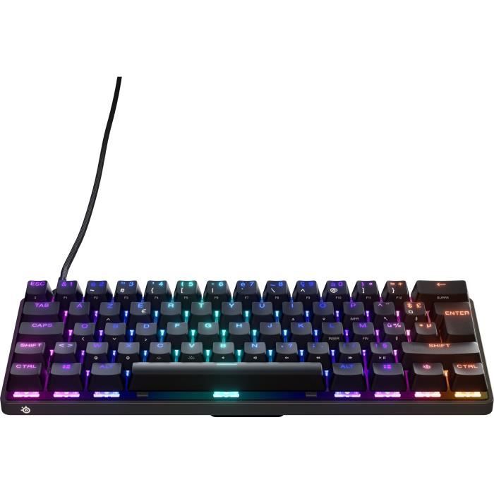 Clavier Gaming - AZERTY - STEELSERIES - Apex 9 Mini FR - Sans Pavé  Numérique - Rétroéclairé - Noir - Cdiscount Informatique