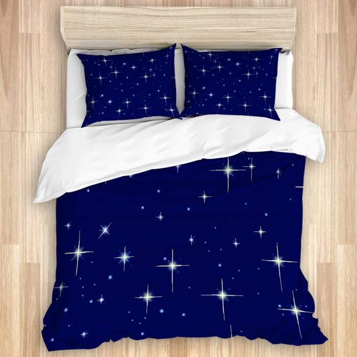 Dessus De Couette Patchwork étoiles – Fait Main – 70x82 Pouces – Vintage USA