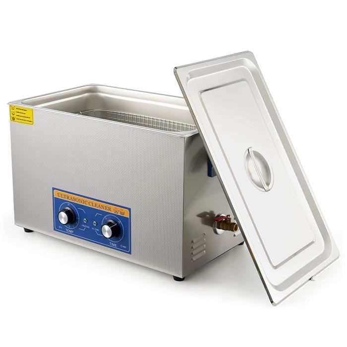 30L Nettoyeur à Ultrasons Professionnel Appareil Nettoyage Commercial avec Bouton de Réglage en Acier Inoxydable pour Bijoux Lunette