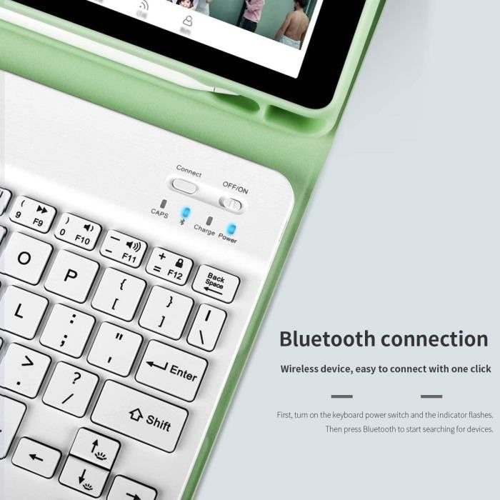 Clavier Bluetooth pour iPad 10.2, VERT