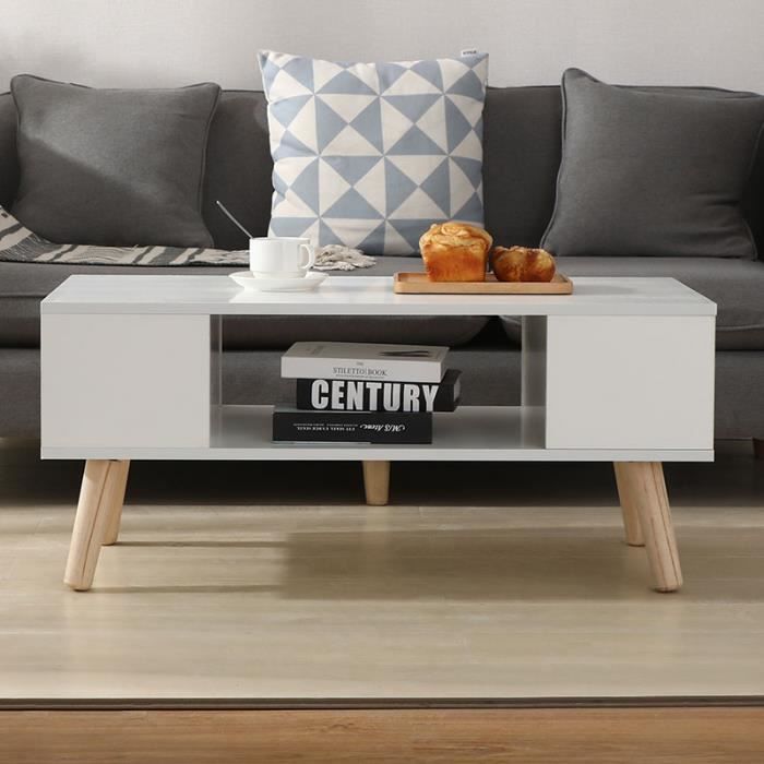 LAIZERE® Table Basse Blanche - Style Scandinave