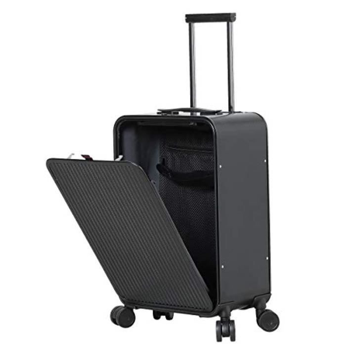 Sac De Voyage IBOVV Aluminium bagages, Carry Cabin Valise 22x14x9 Avec TSA Serrure à roulettes multidirectionnelles (argent texture
