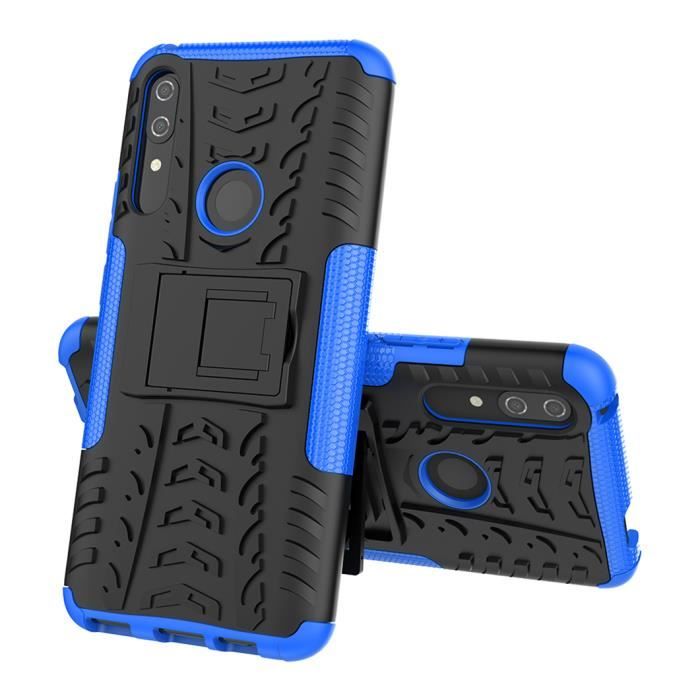 Coque Huawei P smart Z Etui Double Couche Pare Chocs Antichoc TPU Silicone Housse avec Fonction de Support Amélioré - Bleu