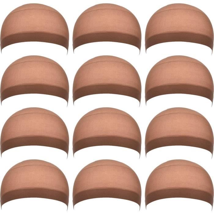 12 Pack Nylon Cap de Perruque pour Femmes Et Hommes (Marron Clair)