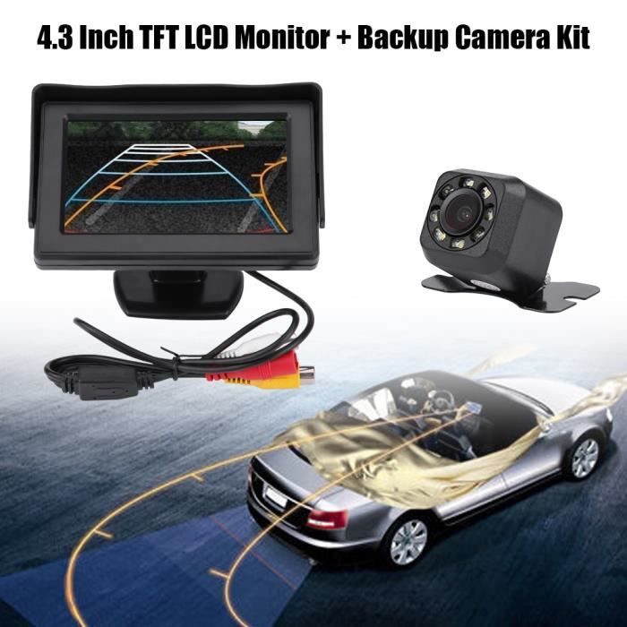 Caméra de recul de recul de vue arrière de voiture sans fil Kit de moniteur LCD TFT 4,3 pouces Vision nocturne -XINAHB029
