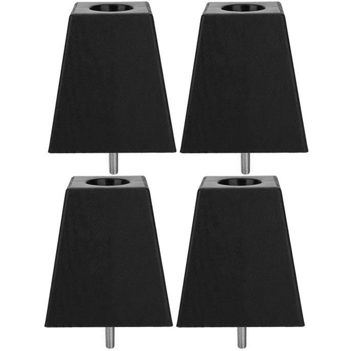 Pied de meuble 4pcs Jambes de canapé noir grain de bois PP plastique M10 vis accessoires de meubles de meuble-GUA