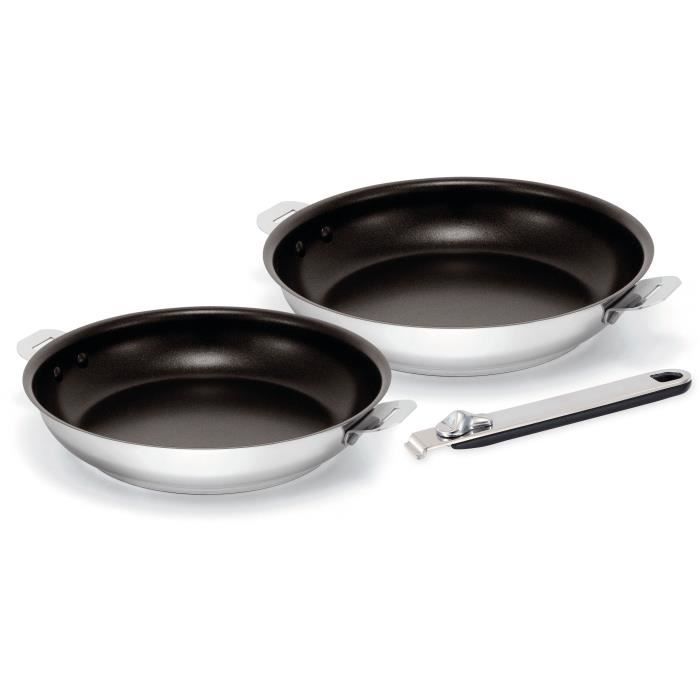 KITCHEN FUN BY BEKA - 12901844 - LOT DE 2 POELES MOVE ON 24-28 CM - EN ACIER INOXYDABLE - INTERIEUR REVETU -TOUS FEUX + INDUCTION