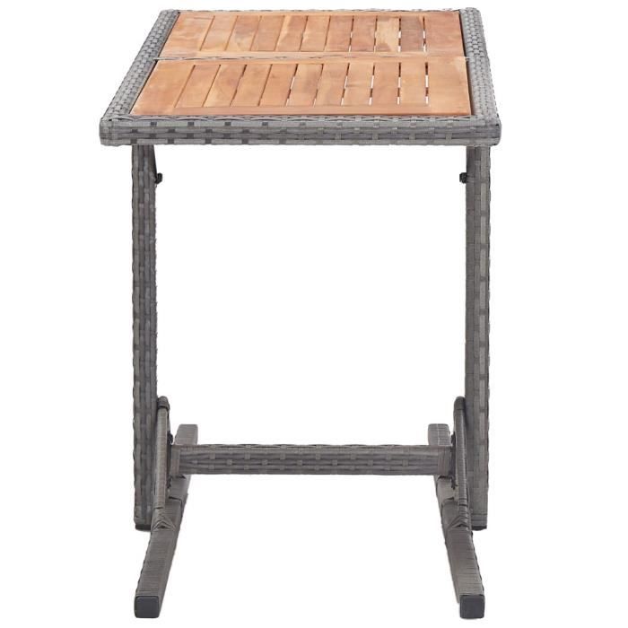 Super -Table de jardin - Table d'appoint Table de reception Anthracite Résine tressée et bois d'acacia @656690