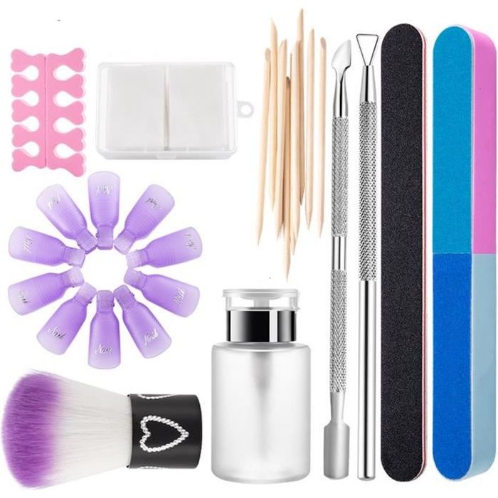 Kit De Accessoires Pour Enlever Le Vernis À Ongles, 1 Set Capuchons À Ongles Repousse-Cuticule Brosse Pompe À Dissolvant Limes