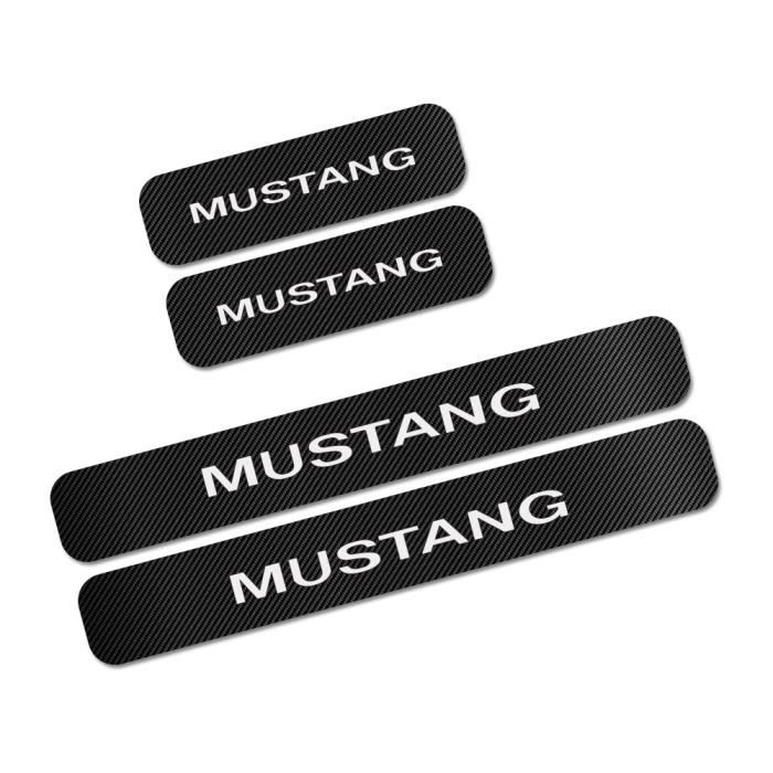 Mustang -Autocollant de protection contre les rayures pour Ford Mustang, 4 pièces, en Fiber de carbone, plaque de seuil de porte, ac