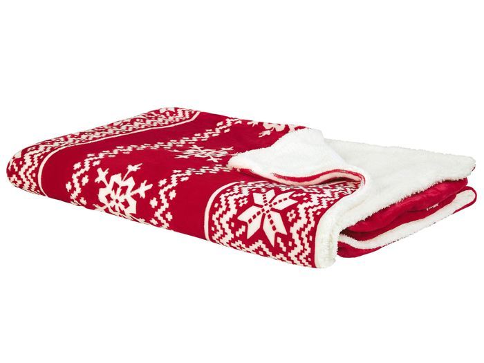 Beliani - Plaid réversible rouge et blanc 150 x 200 cm motif Noël VANTAA