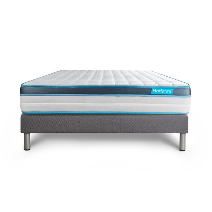 Ensemble sommier matelas 160x200 Perform - 23 cm - Confort Ferme - sommier gris