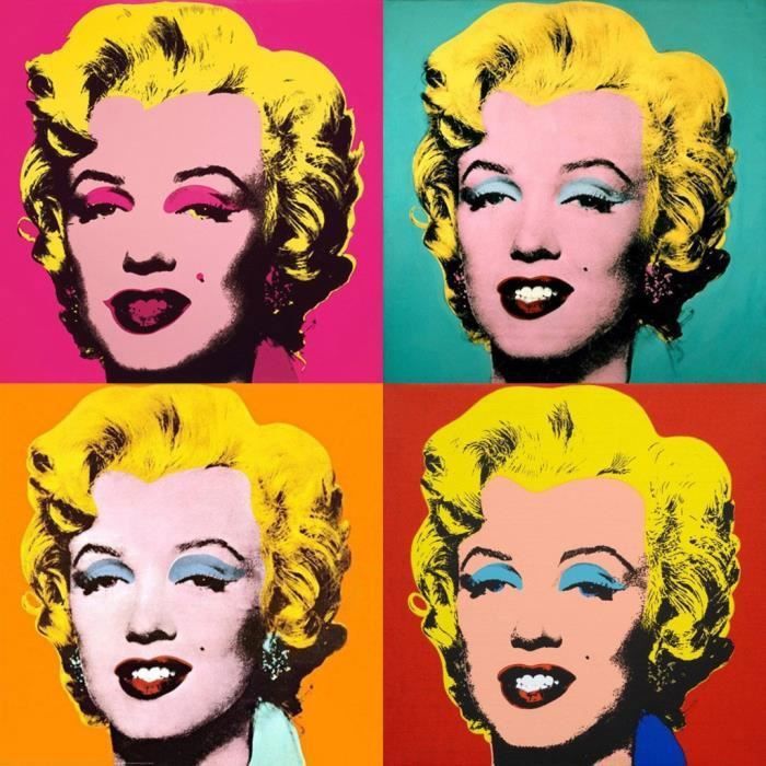 Poster Affiche Andy Warhol Portrait Quadriptique Marilyn Monroe Pop Art 60's 31cm x 31cm
