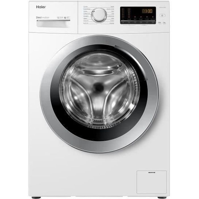 Lave-linge hublot HAIER HW90-B1239N-FR - 9 kg - Direct motion - 1200 trs/min - Classe A - Vapeur - Blanc