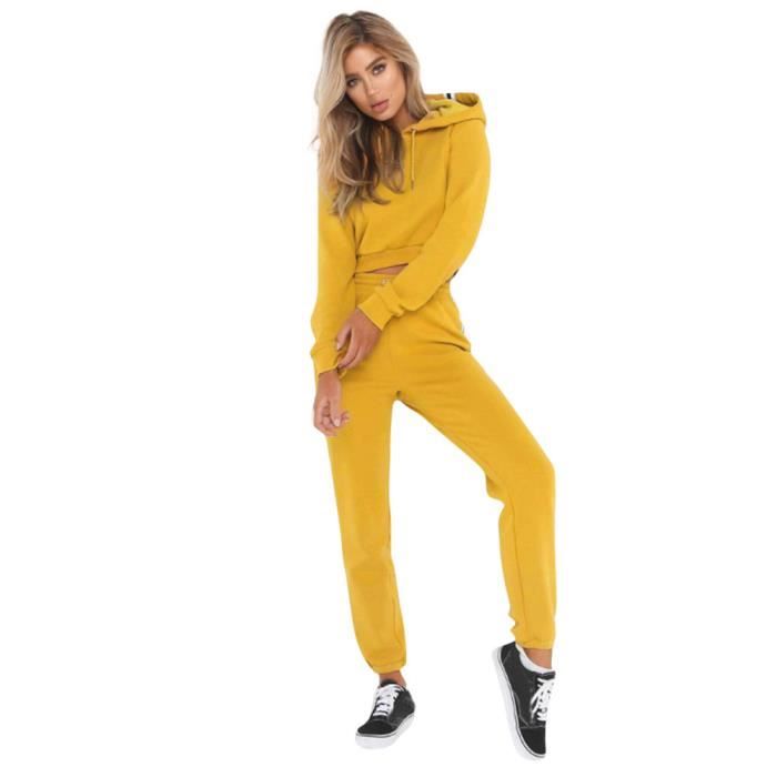 Hotskynie®2 Pcs Femmes Dames Survêtement Hoodies Sweatshirt Pantalon Ensembles Sport Wear Casual Costume