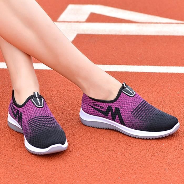 chaussure de securite Mesh respirant femmes marchant chaussures légères appartements chaussures de sport chaussures de tennis