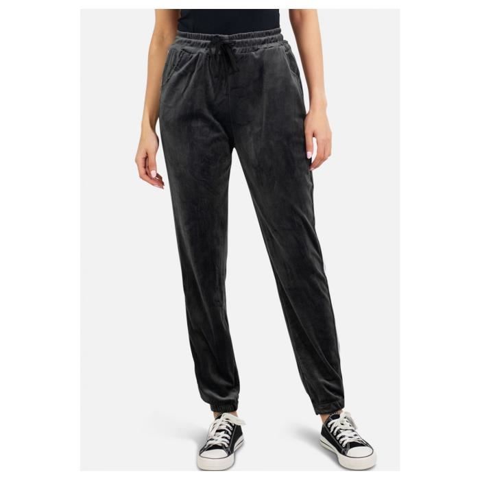 Pantalon jogging en velours Femme Gris