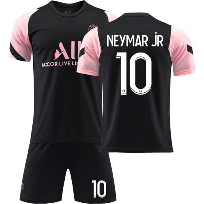 Maillot de Football 2122 T-Shirt de l'équipe Paris-Neymar 10 Tenue de Training Noir Tenue de Formation Respirant pour Junior Enfant