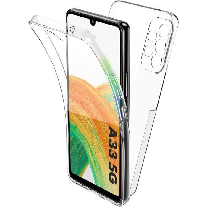 Coque pour Samsung Galaxy A33 5G,360 Degrés Protection,Transparent Très Mince Étui en Silicone TPU Front et PC Retour Housse Beauté