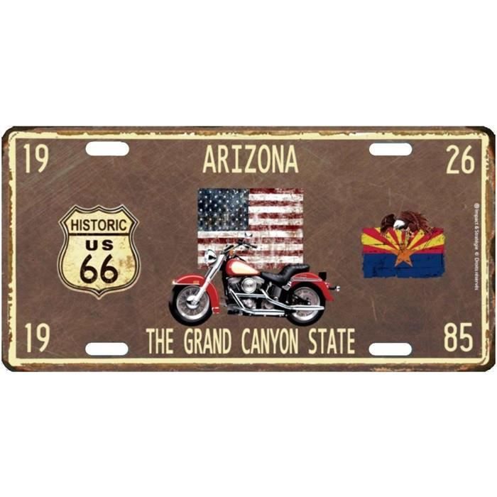 Plaque en métal 15 X 30 cm Parcours de la mythique Route 66 : Arizona