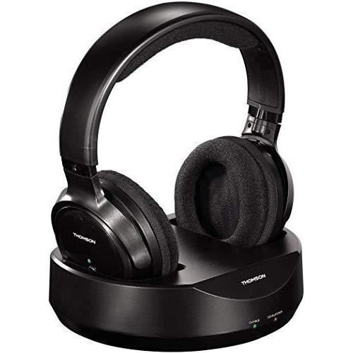 Thomson Casque sans fil TV -WHP3001BK- (Over-Ear, avec station de recharge système, PLL, portée 100 m, 863 MHz, sans fil) Noir