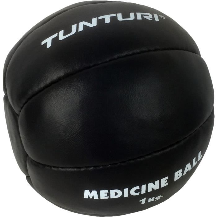 TUNTURI Balle de médecine / Ballon médicinal / Medicine ball en cuir 1kg noir