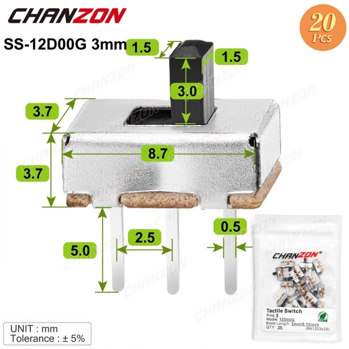 Mini Interrupteur À Glissière 2p2t Smt Smd 6 Broches 3 Broches 2 Positions Mini Interrupteurs À