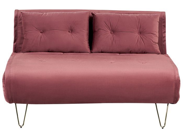 Canapé convertible 2 place en velours rose VESTFOLD Canapé convertible 2 place en velours rose VESTFOLD