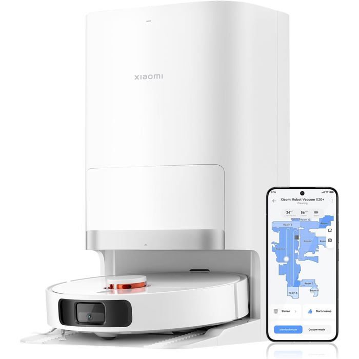 Aspirateur Robot - Xiaomi - X20 EU - 8300Pa - Station tout-en-un - Blanc
