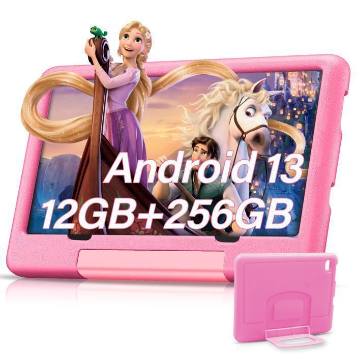 Tablette Enfants-10 Pouces-Android 13 12 Go RAM+256 Go ROMTF 1To ContrôLe Parental Double Caméra 6000 mAh WiFi Kid-Proof