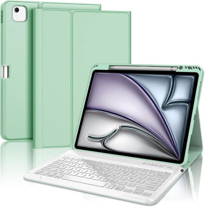 Étui Clavier Rotatif 360° Pour IPad Air 13" (M3 2025 / M2 2024) - Rétroéclairé 7 Couleurs, Pavé Tactile Et Porte-Crayon