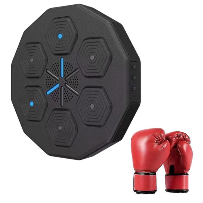 Aisny Machine De Boxe Musicale Bluetooth – 9 Modes, 5 Cibles RVB, Murale, Avec Gants – Pour Entraînement, Perte De Poids Et Réflexes (Noir, 40x40 Cm)