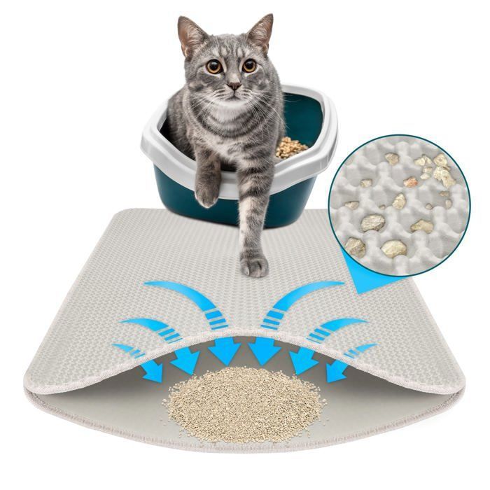 Meilleurs prix pour Tapis de Litière pour Chat Charly - Conception en Nid dAbeille à Double Couche Lavable 76 x 61 cm Gris